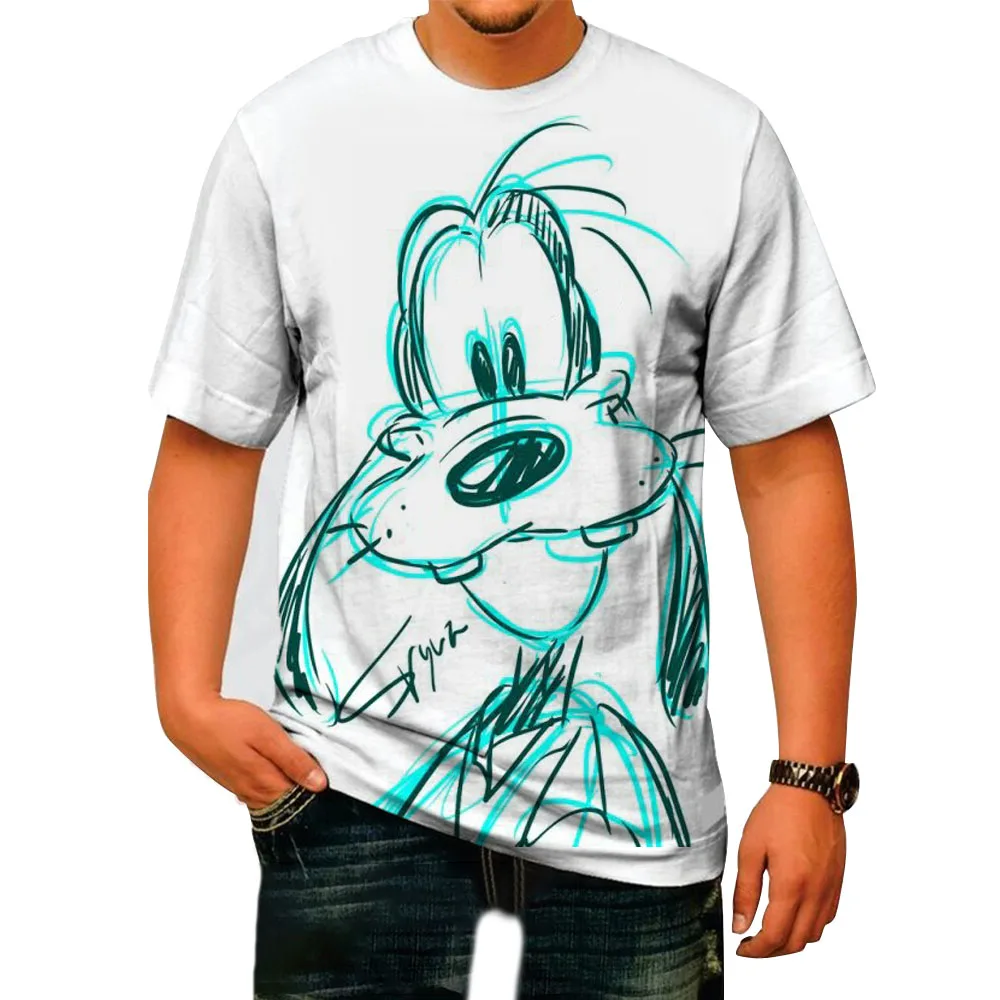 Men's printed T-shirt Disney Goffy, T-shirts with short sleeves, loose tops, brand new, trendy