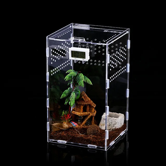 Acrylic Transparent Reptile Terrarium Habitat Breeding Box Reptiles Cage Nano Arboreal Tarantula Enclosure Dearded Dragon Supply Acrylic Transparent Reptile Terrarium Habitat Breeding Box Reptiles Cage Nano Arboreal Tarantula Enclosure Dearded Dragon Supply