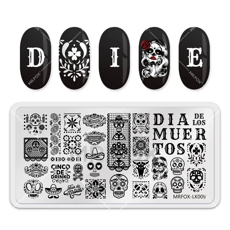 Christmas Nail Stamping Plates Rectangle Template Stencils Nail Art Stamp Image Plate Manicure Stainless Steel Nail Print Tools 6