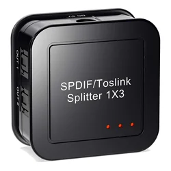 Premium Digital Optical Audio Splitter - 1 In 3 Out TOSLINK Fiber Distribution