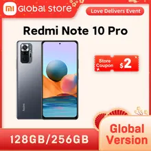 Versão global xiaomi redmi nota 10 pro 8gb 128gb/256gb smartphone snapdragon 732g 108mp câmera 120hz amoled exibição