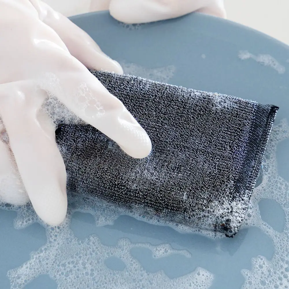 6Pcs Sponge Stainless Steel Wire Washing Pads Non-Scratch Dishes Scrub Sponges High Quality Reusable Dishwashing Sponge