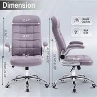 High Back Fabric Office Chair Purple, Velvet Executive Desk Chair With Flip-Up Arms, Ergonomic Office Chairs With Lumbar 2