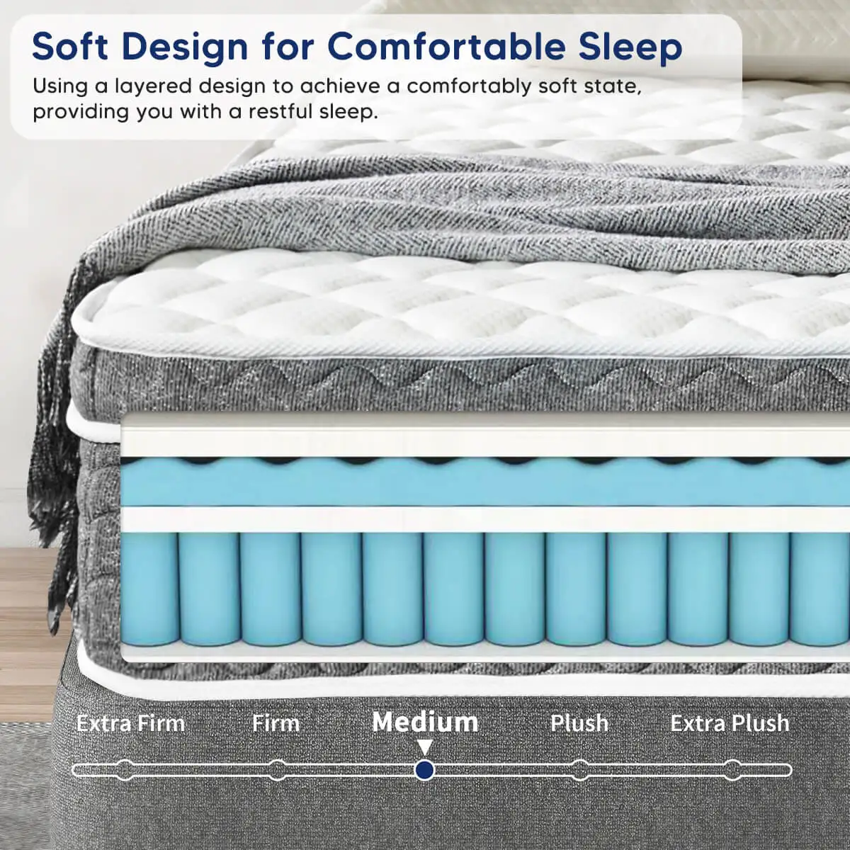 10/12/14 Inch Queen Size Mattress Hybrid Mattress,Fiberglass Free,Medium Feel,Motion Isolation,Certified Safe,Mattress in A Box 4