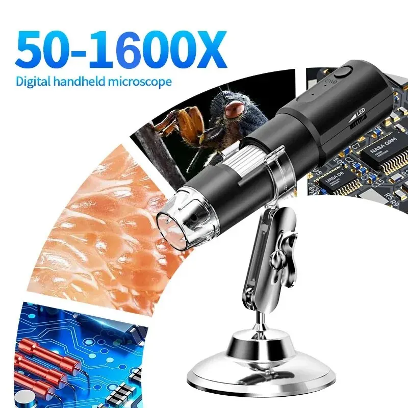 Wifi Digital Microscope 50X-1600X Magnification Handheld Microscope With Adjustable Stand for Kids Gifts Support IOS & Android 5