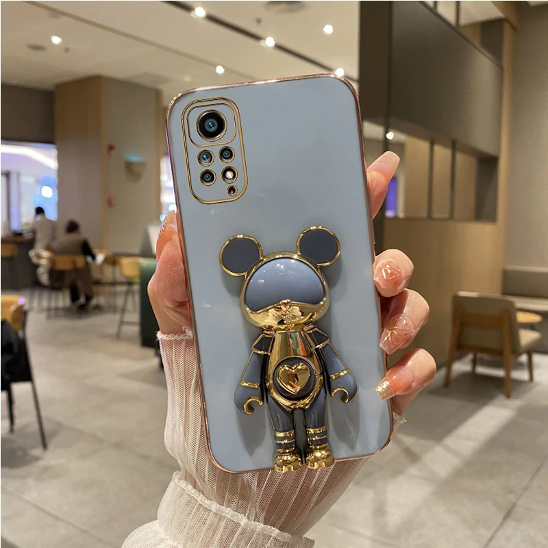 Coque de téléphone plaquée ours mignon, étui pour Xiaomi Redmi Note 11 7 8 10 12 Pro Max 10s 9s 11s 9 9A_voghion.com