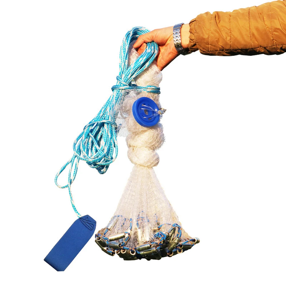 

Cast Net Fishing Nets Hand Throw Casting Network 2.4-3.6m with Ring Sinkers Fly Hunting Catch Fish Net Small Mesh Outdoor