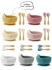 3PCS Custom Baby Feeding Set Spoon Fork BPA Free Silicone Suction Bowl For Toddlers Self Feeding Training Children's Tableware 1