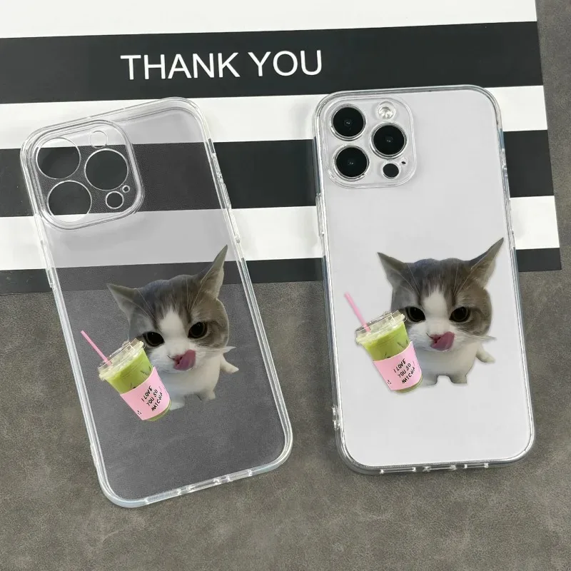 Charming Cat Design Shockproof Transparent Phone Case Cover