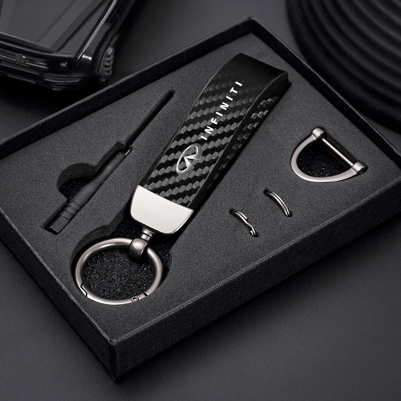 Car Keychain Infiniti Lanyard Car Carbon Fiber Style Keychain - Main Image