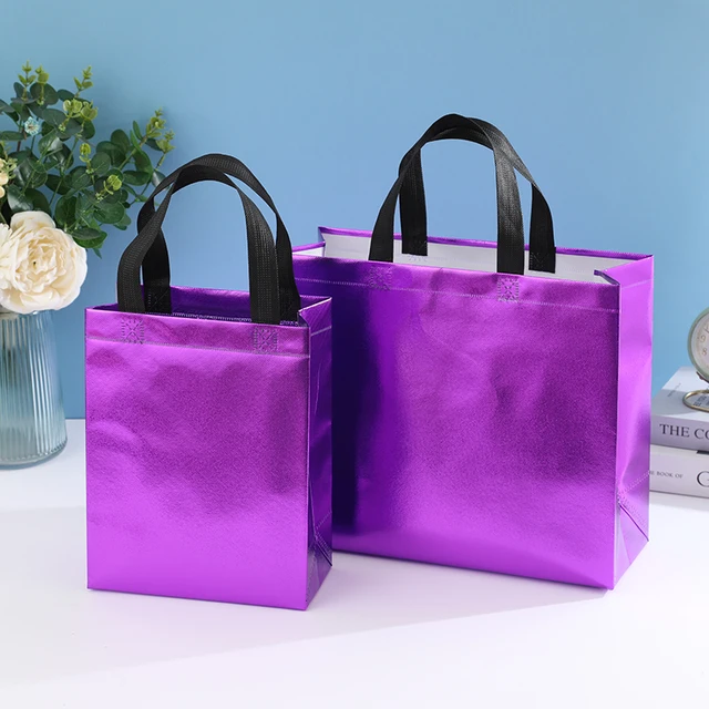 20Pcs/Lot Silver Color Shining Gift Bags Plastic Tote Bag for Packing 2  Sizes Shopping Bags Party Favor Bags with Handles - AliExpress