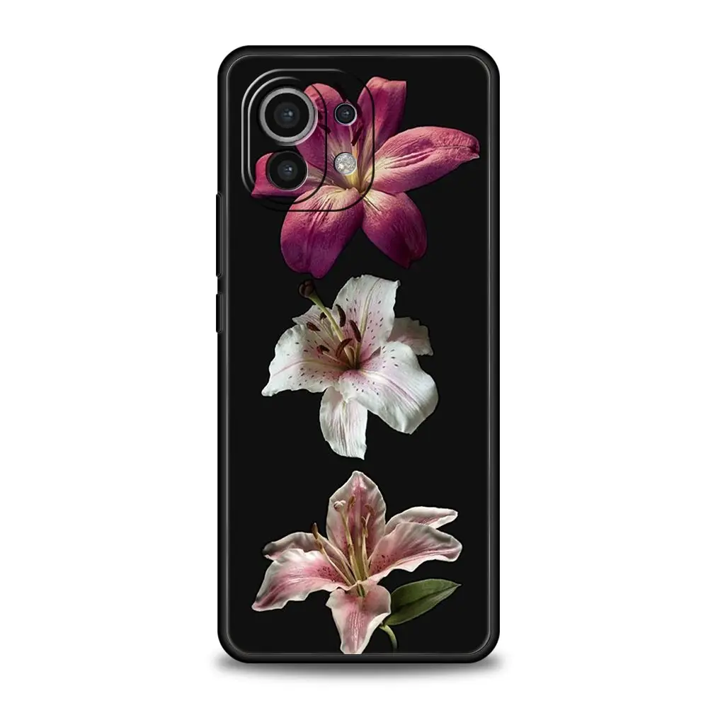 Realistic Lily Flower Print Soft Phone Case Cover