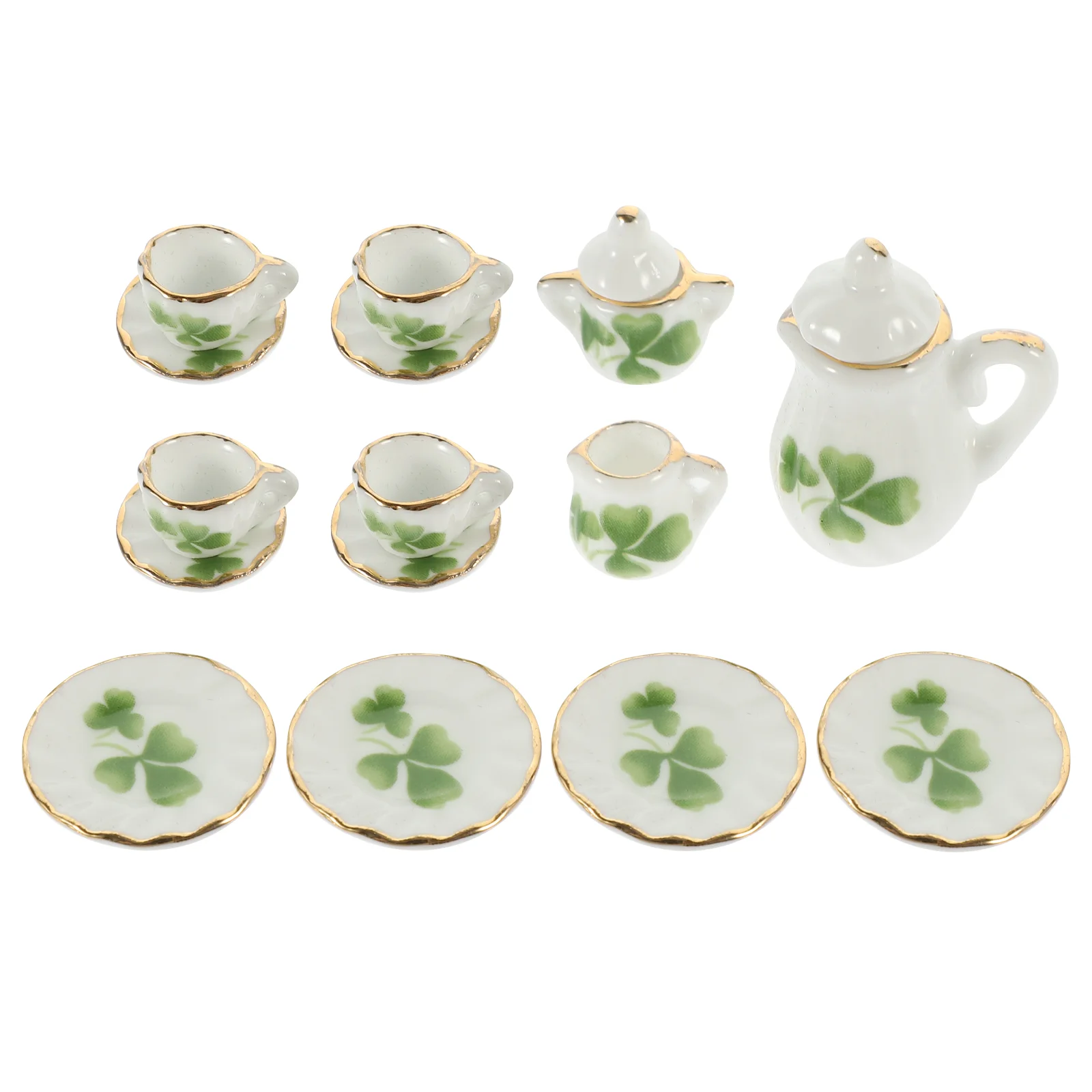 

Miniature Ceramics Tea Cup Set Dollhouse Tea Cup Mini Pattern Teapot Platter Saucer Sets Princess Tea Time Toy Dollhouse