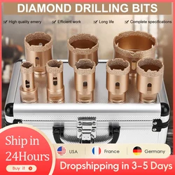 M14 Drill Bit Set Granite Marble Ceramic Tile Glass Brazed Angle Vacuum Hole Saw 20 25 32 35 40 45 50 68mm Diamond Core Bits Set