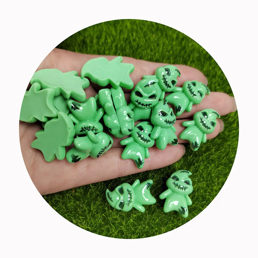 Halloween Green Ghost Flat Back Resin Figurines DIY Scrapbook Bow Accessories Home Crafts