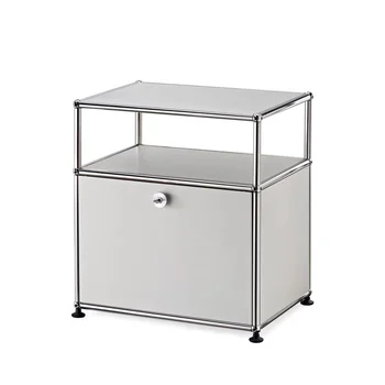 USM 중세 나이트 스탠드 현대 미니멀리스트 모듈 보관 캐비닛, 스테인레스 스틸 프레임 침대 옆 테이블, 흰색, 설치 필요 없음