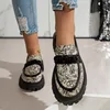 Fujin Denim Print Cloth Synthetic Leather Platform Wedge Chunky Sneaker Comfy High Brand Spring Fashion Autumn Casual Shoes 2