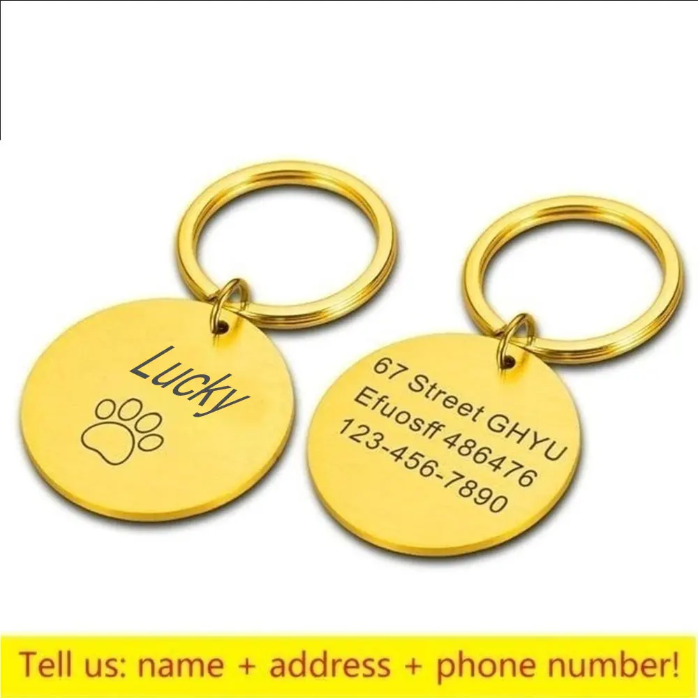 KIYUE ID Tag Custom Name Anti-lost Engraved Record Tel Cat Puppy Personalized Paw Print Medal Pendant Pet Dog Collar Accessory pet id tags dog collar tags pet id medal pendant