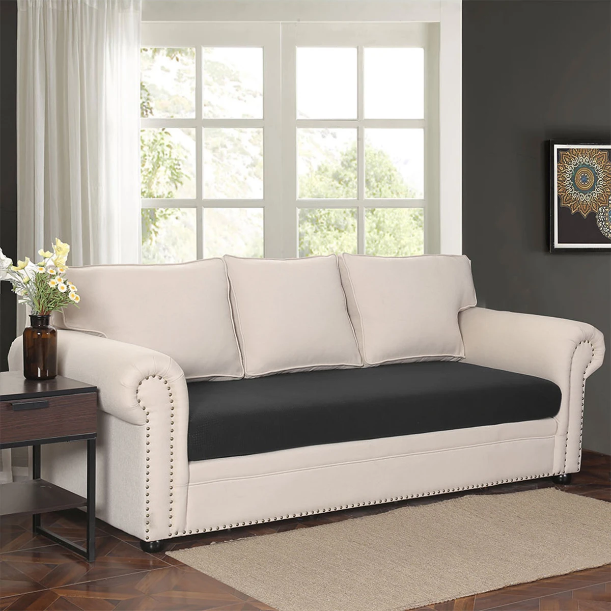 Sofa Cushion Slipcover Spandex Fabric Sofa Seat High Stretch Cushion Cover Two/Three Person Sofa Cushion Furniture Protector 1PC