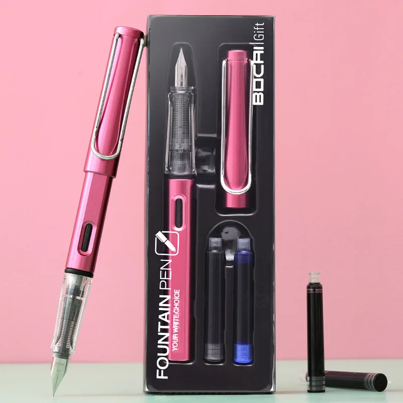 럭셔리 프로스트 컬러 만년필, EF 0.38mm, 매트 블랙 비즈니스 사무실 학교 용품, 필기용 잉크 카트리지가 있는 티타늄