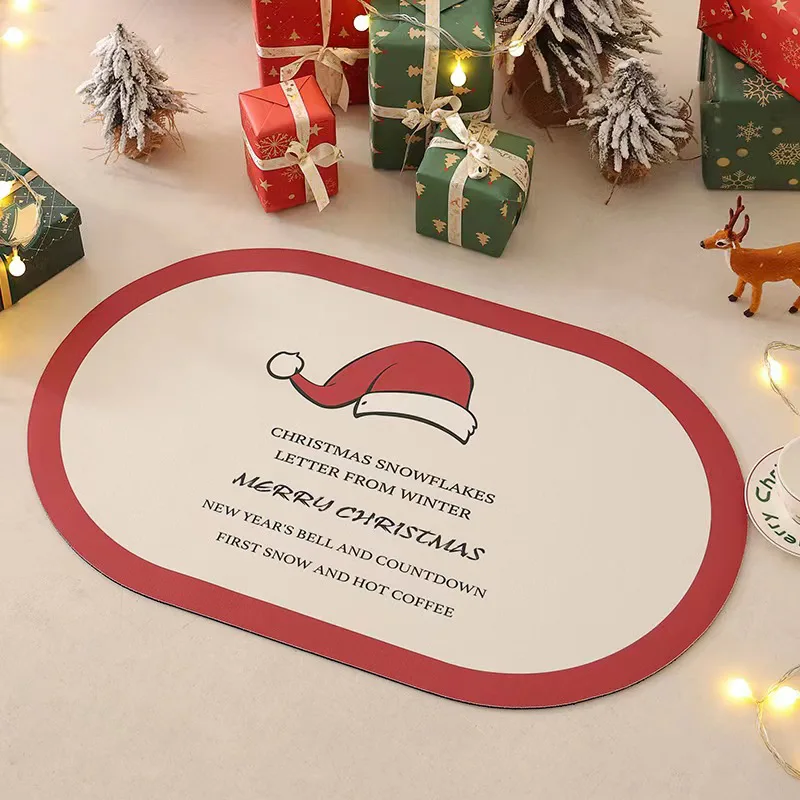 

Рождественский грязеотталкивающий коврик с диатомом, Быстросохнущий напольный коврик для ванной комнаты, Противоскользящий коврик для ног, коврик для двери туалета