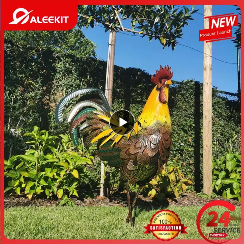 

Металлическая подставка для петуха, Реалистичная Металлическая статуэтка петуха, стойкая резная скульптура из железа с защитой от ржавчины