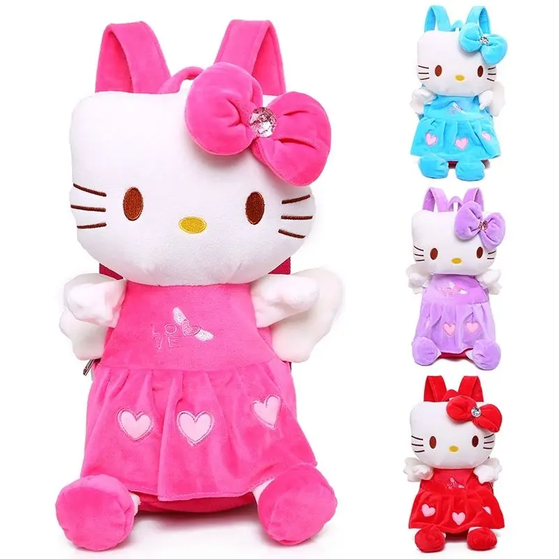 

Anime Cartoon Hello Kitty Plush Autumn Winter Backpack Kawaii Shoulder Crossbody Bag Soft Exquisite Design Student Birthday Gift