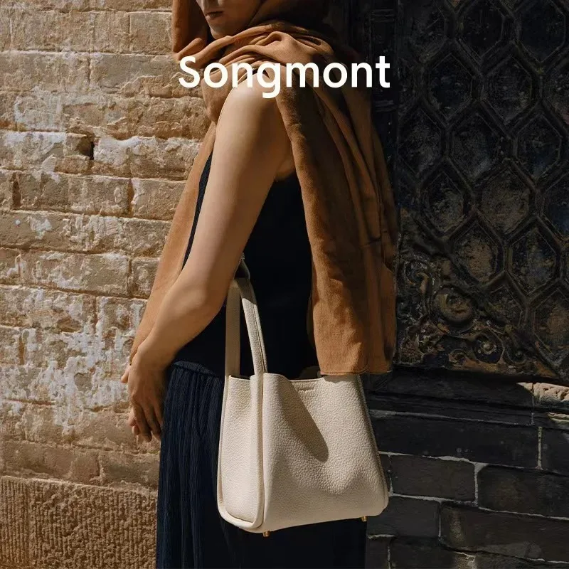Songmon 여성용 가죽 야채 바구니, 대용량 핸드백 싱글 숄더 크로스바디 백, 럭셔리 브랜드, 니치 디자인