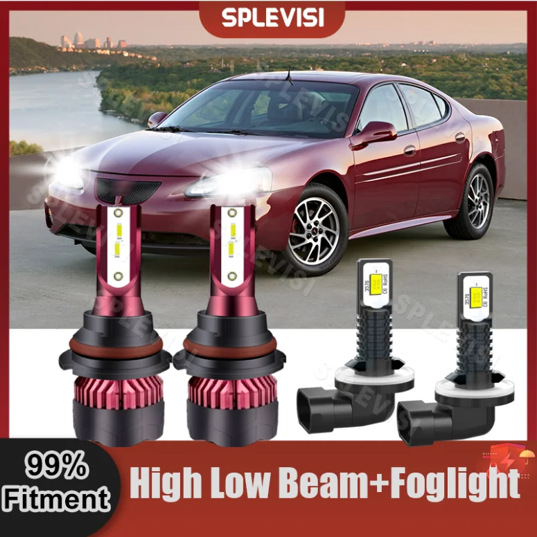 Replace Headlight High Low Beam Foglight Combination Bulbs For Pontiac Grand Prix 2004 2005 2006 2007 2008 6000K White LED Light 1pair led car light 9005 csp chips pure white for jeep commander 2005 2006 2007 2008 2009 2010 led headlight high beam 8000lm