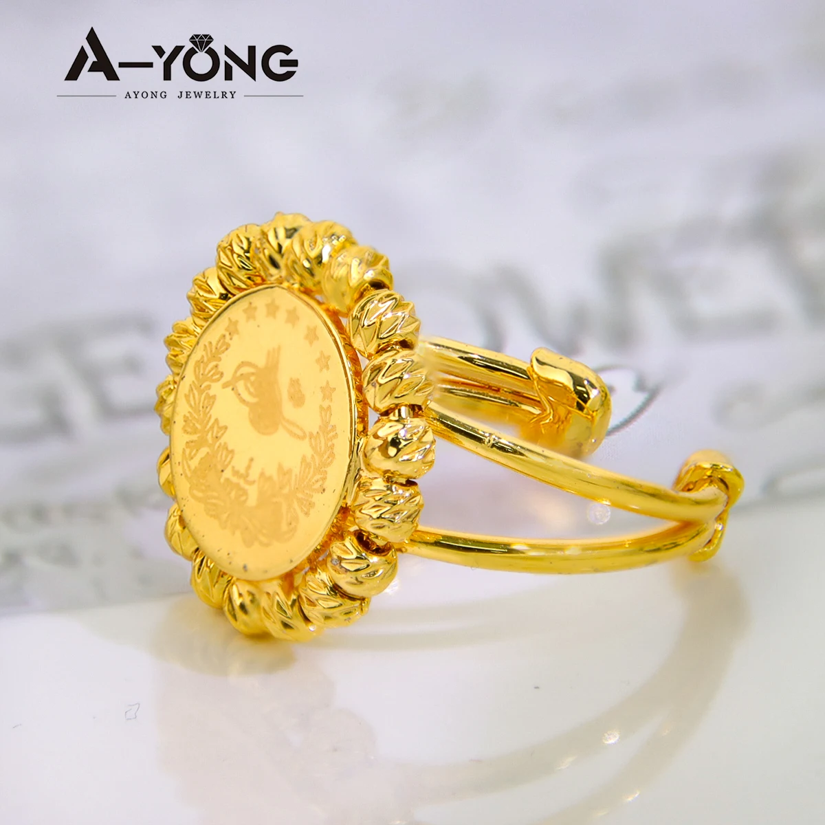 Arabisch Gold Farbe Münze Ring 18k Gold Überzogene Einstellbare Türkische Mode Perlen Ringe Dubai Saudi Frauen Hochzeit Schmuck – Detail 2