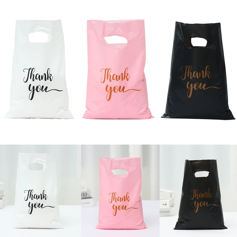 100 Stück Dankeschön-Geschenktüten aus Kunststoff, Einkaufstasche, Einkaufstasche, 20 x 30 cm, Geschenktüten, Geburtstag, Hochzeit, Party, Gastgeschenke, Süßigkeiten, Kekse, Verpackung