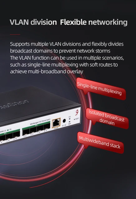 XikeStor 8-Port 10G SFP+ L3 Managed Switch with Support DHCP