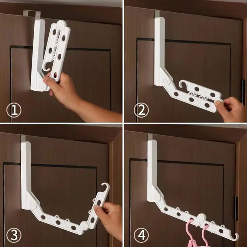 Foldable Travel Hangers Retractable 5 Holes Clothes Drying Rack Protable Over The Door Clothes Hanging Rack for Home Hotel