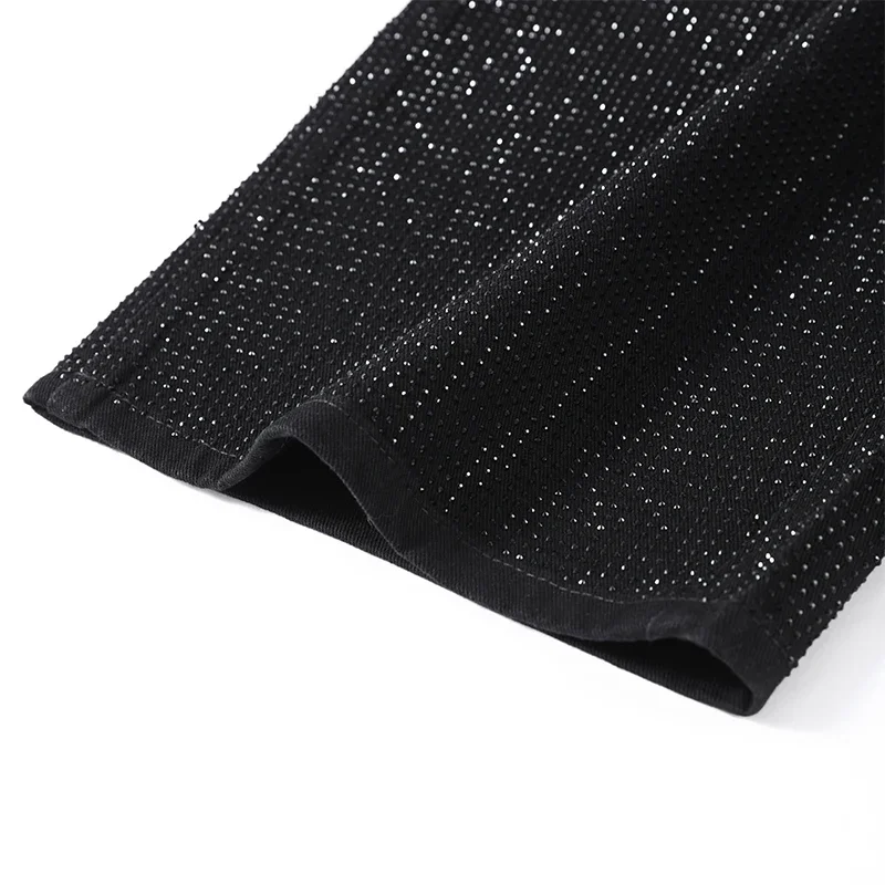 Modische Pailletten-Hose für Damen mit Reißverschlüssen, Knöpfen und Taschen, Weites Bein, Herbst-Winter 2026, Schicke Streetwear für Damen – Detail 6