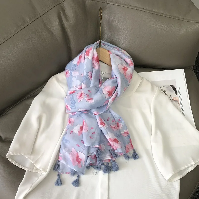 Neues Design Marke Frauen Blumen schal Mode druck Baumwolle Herbst Winter warme Schals Hijabs Dame Pashmina Foulards Bandana Muslim – Detail 33