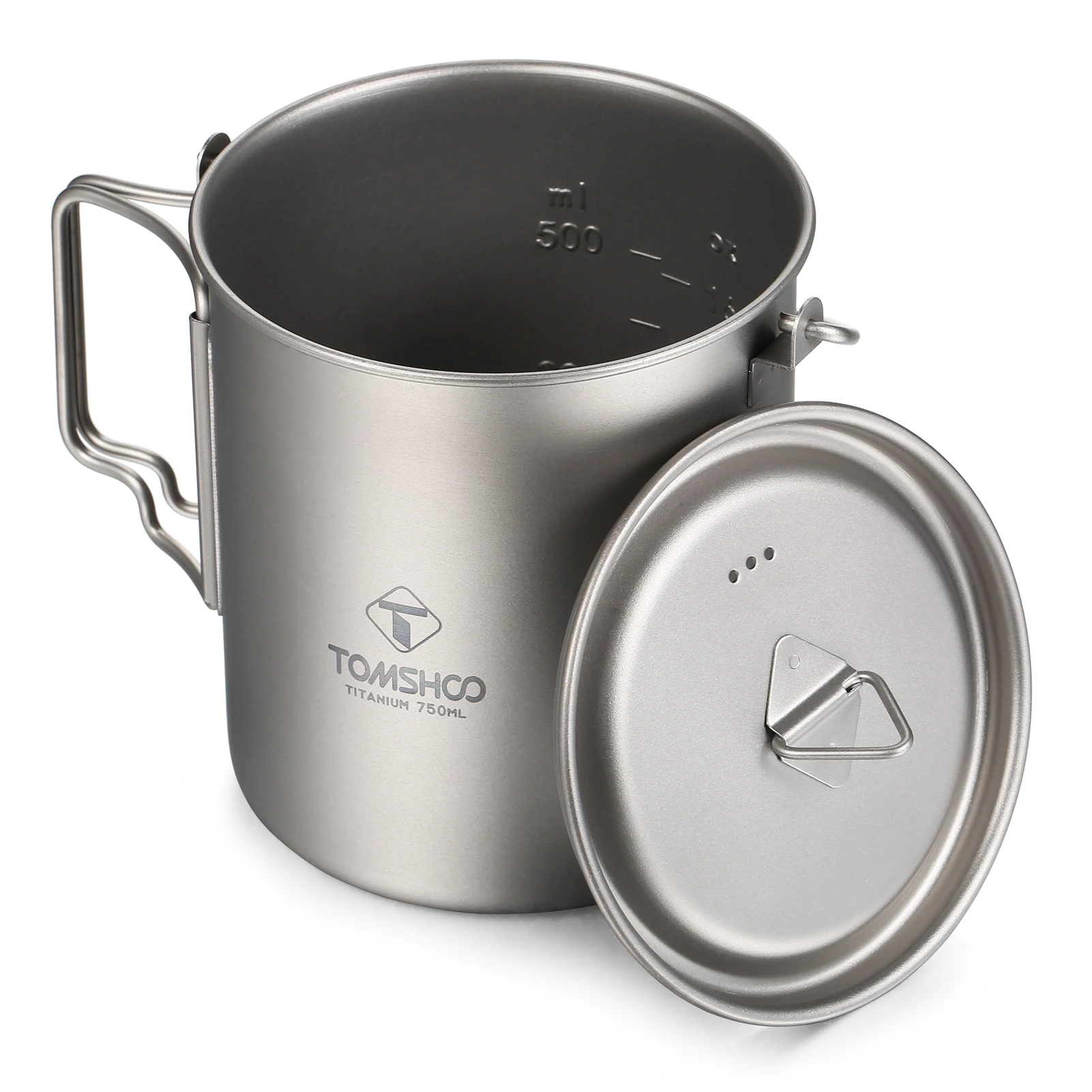TOMSHOO Titanium Pot 750ml/900ml/1100ml/1600ml/2000ml/2800ml Ultralight Hanging Pot with Lid and Foldable Handle Outdoor Camping 2