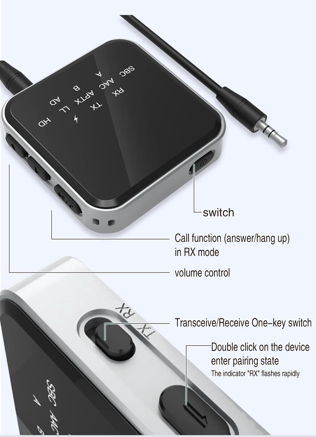 Adaptateur Bluetooth 5.0 Tenglang - Récepteur Audio Sans Fil AptX LL, RCA, 3.5mm, NFC Pour Voiture Et Haut-Parleurs