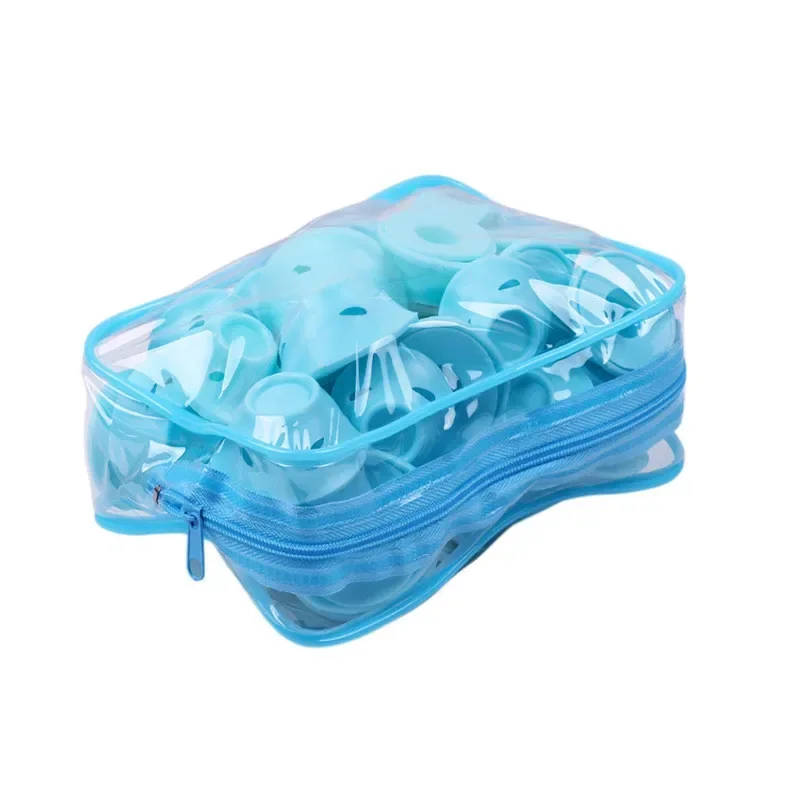 Pink Blue Silicone Hair Curler Soft Rubber Hair Care Rollers No Heat Styling Tool 20PCS