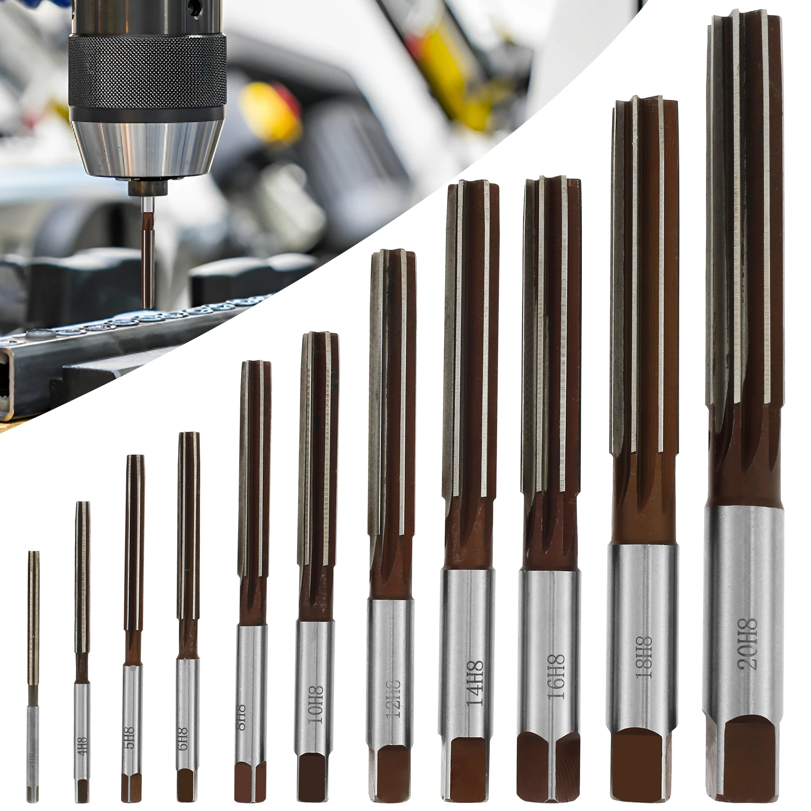 11Pcs Hand Reamer Set Alloy Steel Reamer Tool H8 Accuracy Straight Shank Milling Cutter Tool Hand Milling Cutter Reusable