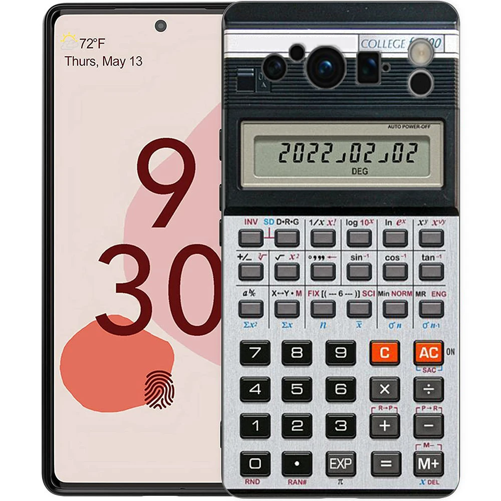 Vintage Calculator Design Shockproof TPU Phone Case - Soft Black Cover