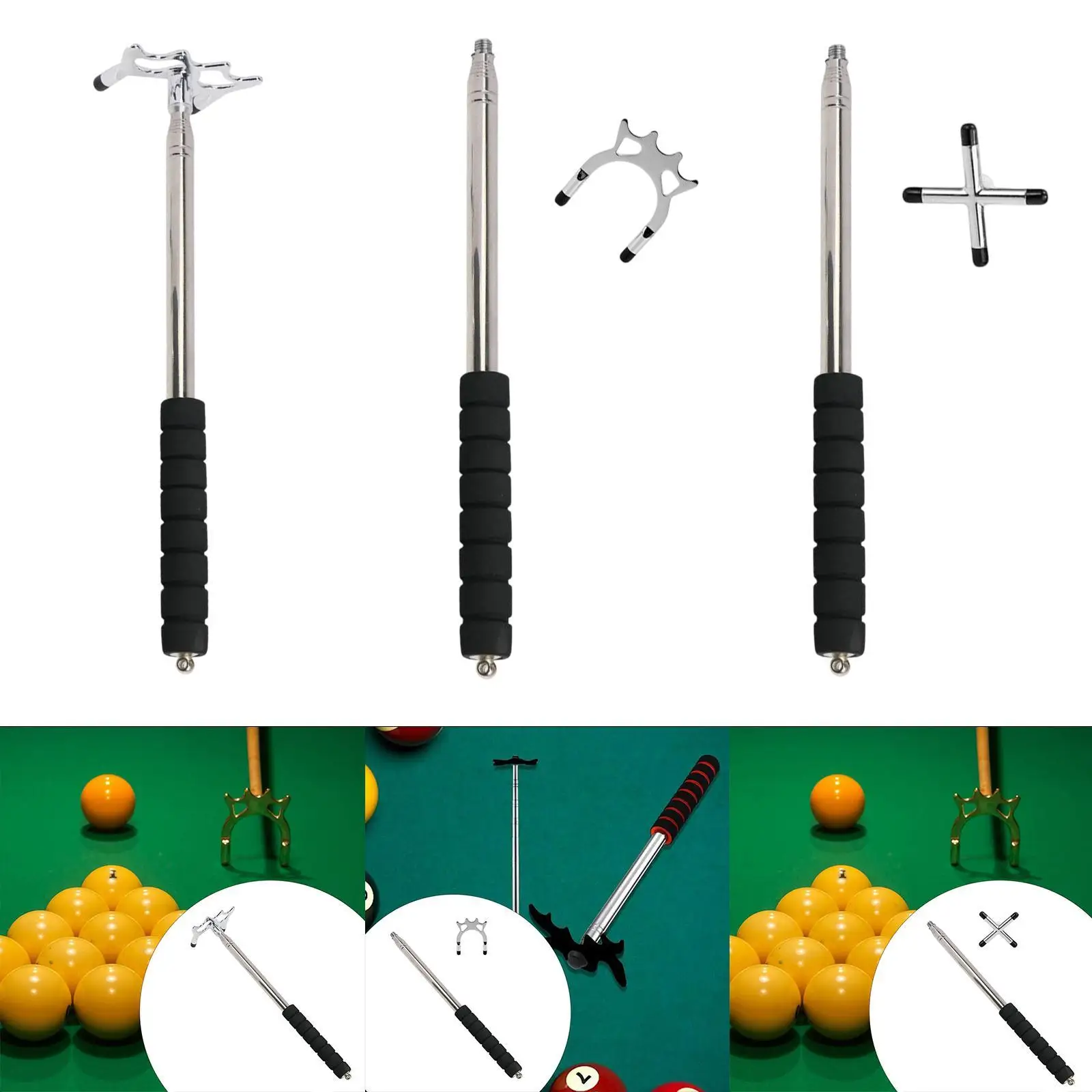 Pool Cue Bridge Billiards Cue Bridge Head Stainless Steel Retractable Billiards