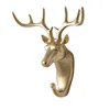 Creative Animal Head Hooks Free-punch Coat hooks Vinyl Sticky Decorative Hook Wall Hanging Gold Deer Head Keys Hanger 6