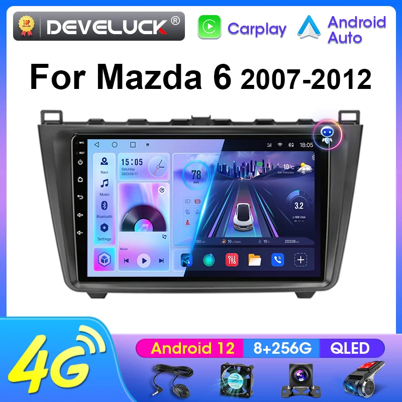 

For Mazda 6 Rui Wing 2007 - 2012 2 Din Android 12 Car Radio Multimedia Video Player Stereo Carplay Auto 4G Head Unit GPS IPS DVD