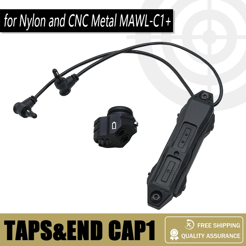

Tactical Augmented Pressure Switch with Two Crane-type Plugs and EC1 Endcap Dual Control Switch for Nylon and CNC Metal MAWL-C1+