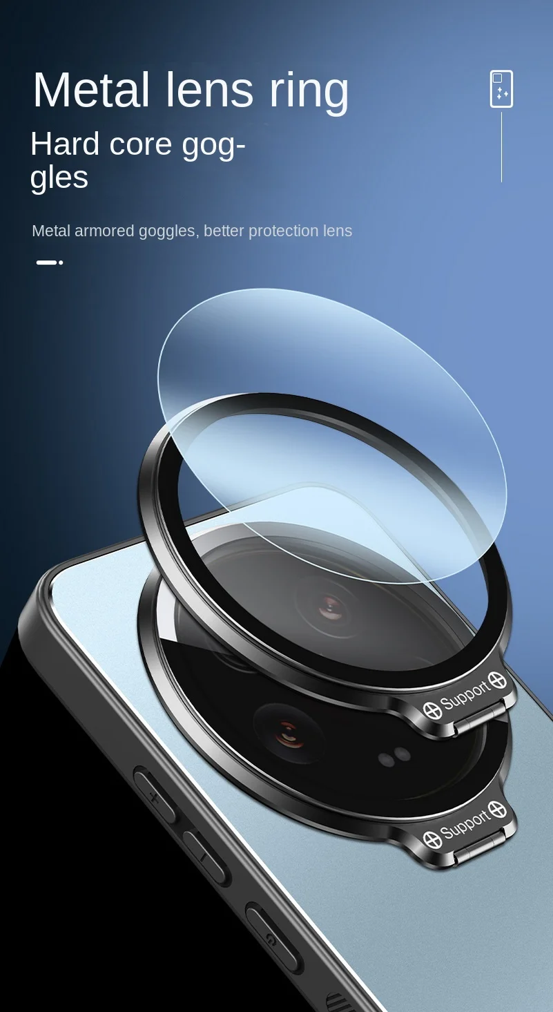 Enhanced Metal Lens Camera Holder Kickstand Shockproof Matte Protective Case