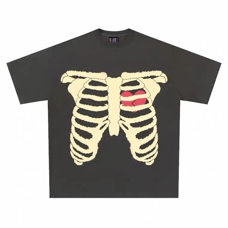 Cotton Skeleton Print Oversized T-Shirt: Streetwear Statement - true deals club