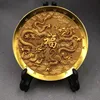 Antique Bronze Gilded Double Dragon Fuzi Plate Decorative Ornament 1