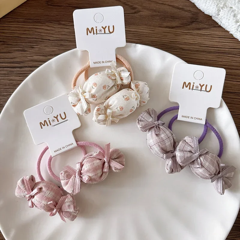 2pcs/set Children Candy Hairpins Fabric Plaid Girls Hair Clips Cute Barrettes Bangs Side Clip Hairclip Hair Headwear Accessories