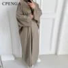 Eid Ramadan ouvert Abaya pour femmes plaine dubaï casual coton lin modeste Abayas Kimono turquie manteau musulman vêtements islamiques Robe
