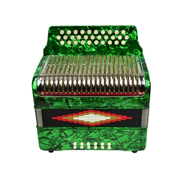 SEASOUND OEM Green Celluloid Stainless Steel Grill Accordion Instrument JB3112C Diatonic With 31 Buttons And 12 Bass